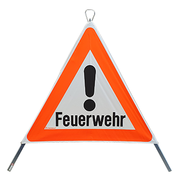 Faltsignal Feuerwehr 90cm retroreflektierend R1, inkl. Etui rot
