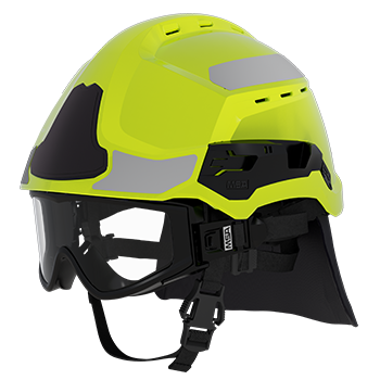 Helm Waldbrandbekmpfung leuchtgelb F2XR Nackenschutz und Responder-Korbbrille