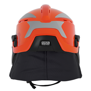 Helm Gallet F2XR, orange mit Augenschutzvisier und Nackenschutz