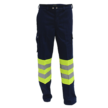 Bundhose blau/lemon, EN 20471 Grsse 44