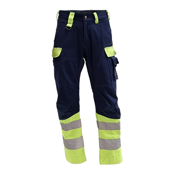 Bundhose blau/lemon, EN 20471 Grsse 34, Klasse 1