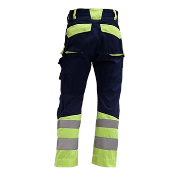 Bundhose blau/lemon, EN 20471 Grsse 34, Klasse 1