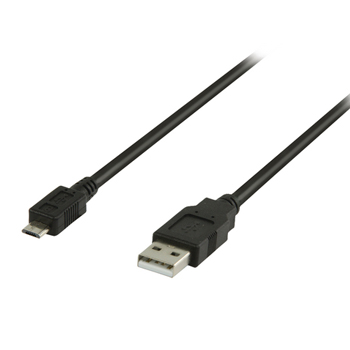 Micro USB 2.0 Kabel, schwarz, 1,8m USB A male / Micro-B Stecker