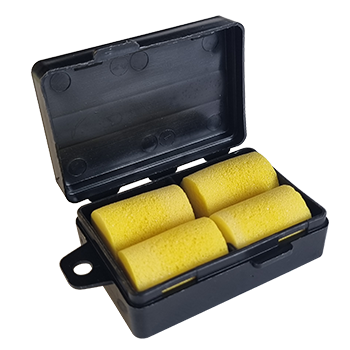 Gehrschutzpfropfen, Plastikbox  2 Paar zylindrisch, gelb, SNR 28 dB